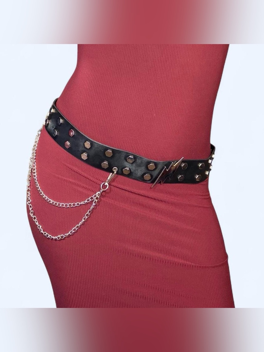 Goth Black Chain Stud Belt!
